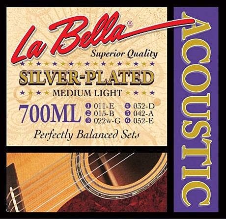LA BELLA 700ML Medium Light струны для акустической гитары.