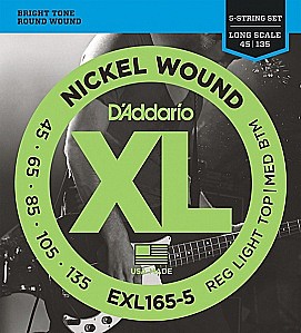 D`ADDARIO EXL165-5  струны для 5ти струнной бас-гитары, 45-135